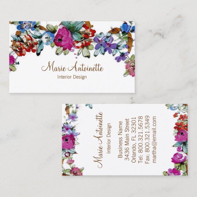 Marie Antoinette in Flowers - Business Card (Front/Back)