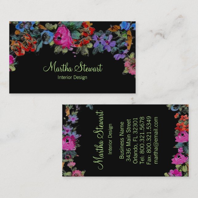Marie Antoinette in Flowers COLOR & PAPER OPTIONS- Business Card (Front/Back)