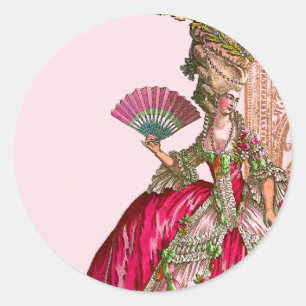Marie Antoinette in Hot Pink Classic Round Sticker