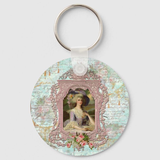 Marie Antoinette in Pink Frame Key Ring (Front)