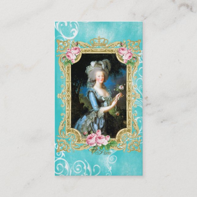 Marie Antoinette Le Brun Blue Damask Business card (Front)