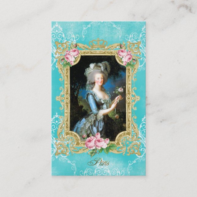Marie Antoinette Le Brun Blue Damask Woven Card (Front)