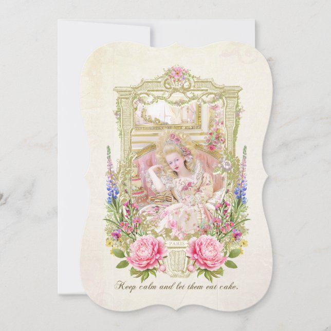 Marie Antoinette let them eat cake invitation (Front)