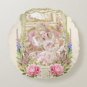Marie Antoinette let them eat cake pi;;ow Round Cushion