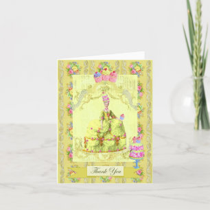 Marie Antoinette Let Them Eat Cake Yellow Floral Thank You Card