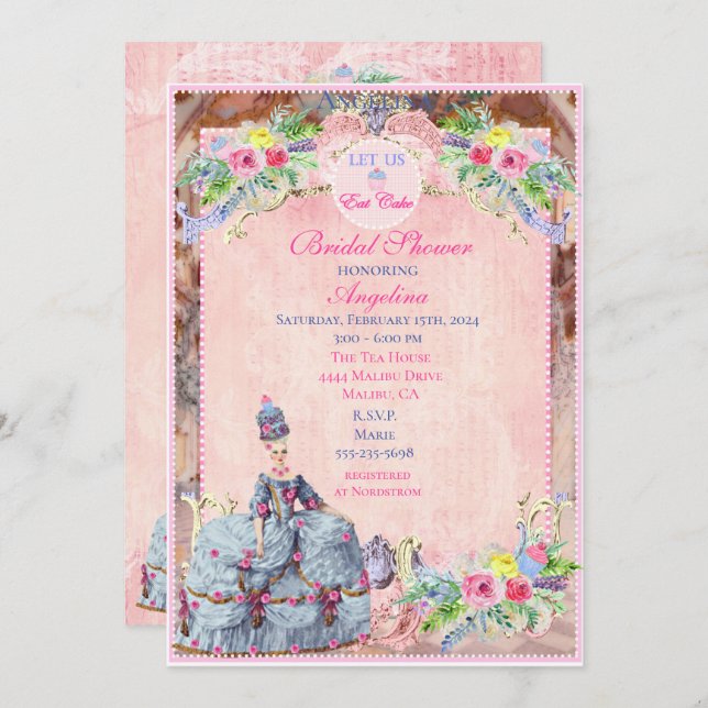 Marie Antoinette~Let Us Eat Cake Invitation (Front/Back)