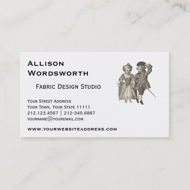 Marie Antoinette Louis XVI Romantic Couple Business Card (Front)