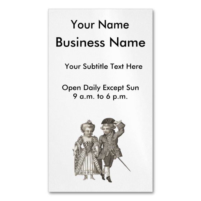 Marie Antoinette Louis XVI Romantic Couple Magnetic Business Card (Front Vertical)
