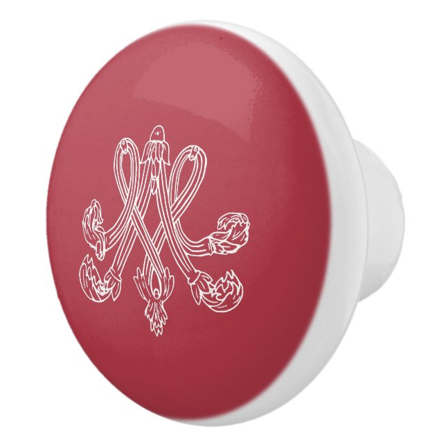 Marie Antoinette Monogram Initials pink Ceramic Knob (Right)