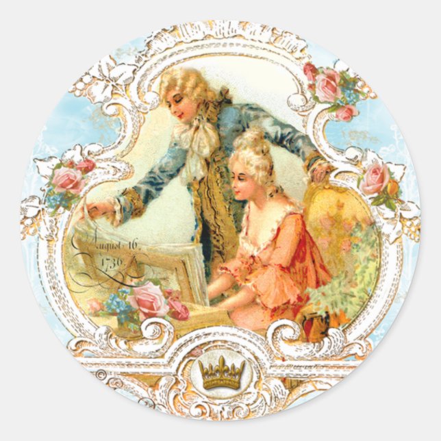 Marie Antoinette Musical Couple Baroque Sticker (Front)