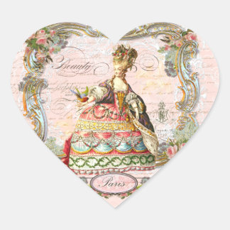 Marie Antoinette Paris Pink Roses Heart Sticker