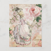 Marie Antoinette,Paris,shabby,pink,rose,Postcard