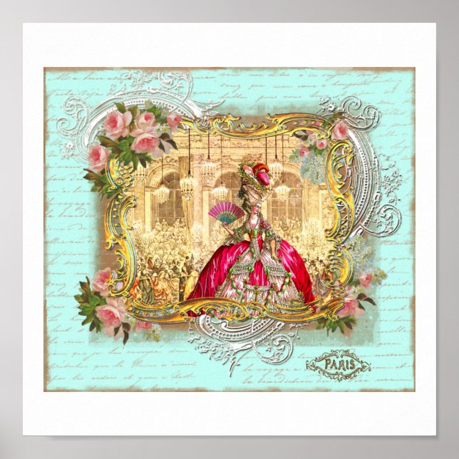 Marie Antoinette Party at Versailles in Aqua Poster (Front)