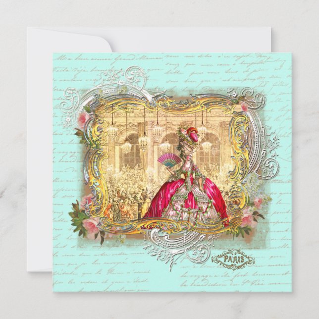 Marie Antoinette Party at Versailles Stationery Card (Front)