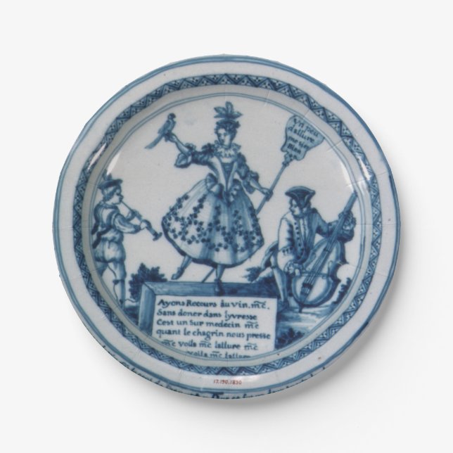Marie Antoinette party Blue white willow delft Paper Plate (Front)