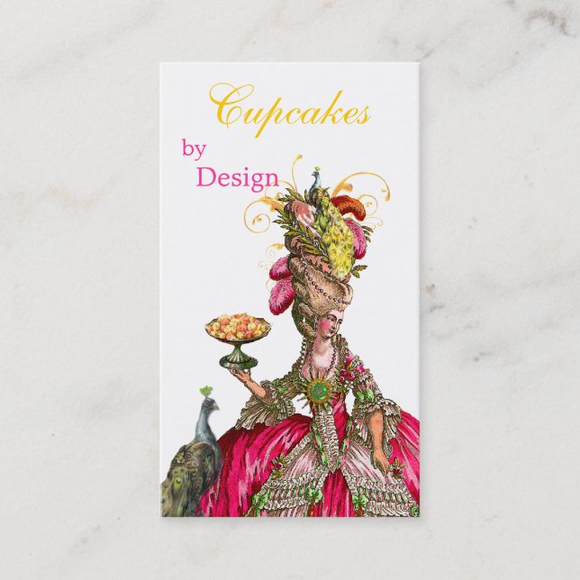 Marie Antoinette peacock and cake Business Card (Front)