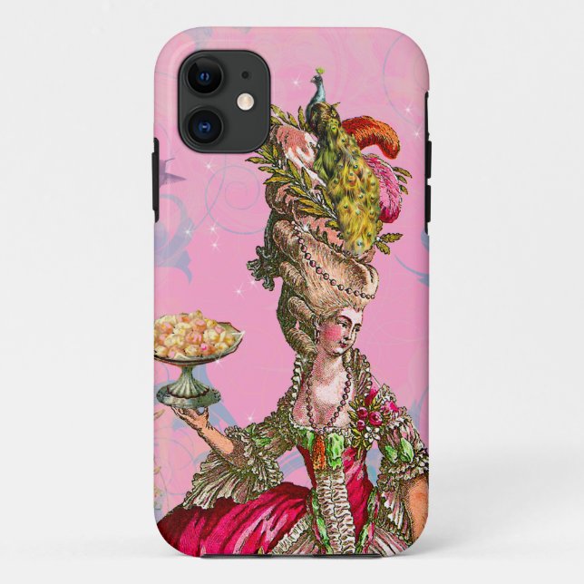 Marie Antoinette & Peacock Case-Mate iPhone Case (Back)