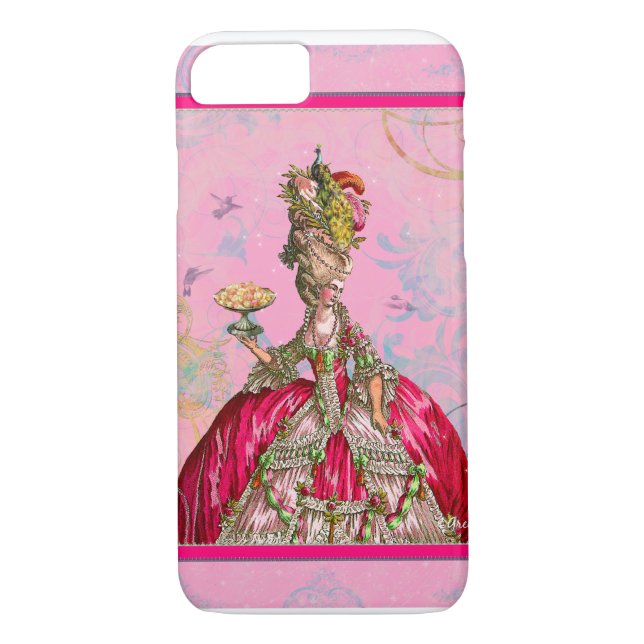Marie Antoinette & Peacock Case-Mate iPhone Case (Back)