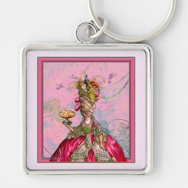 Marie Antoinette Peacocks and Cakes Key Ring (Front)