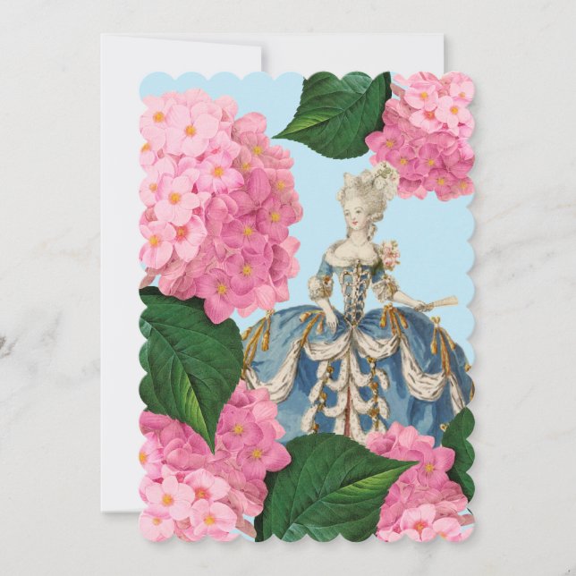 Marie Antoinette Pink Hydrangea Custom Invitations (Front)