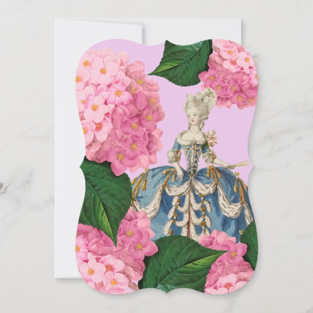 Marie Antoinette Pink Hydrangea Custom Invitations (Front)