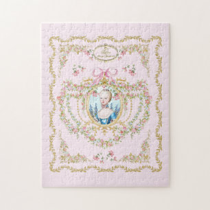 Marie Antoinette pink rose frame Jigsaw Puzzle