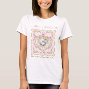 Marie Antoinette pink rose frame  t-shirts 