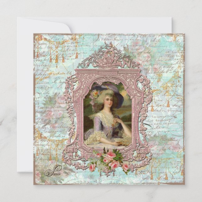 Marie Antoinette & Pink Roses Invitation (Front)