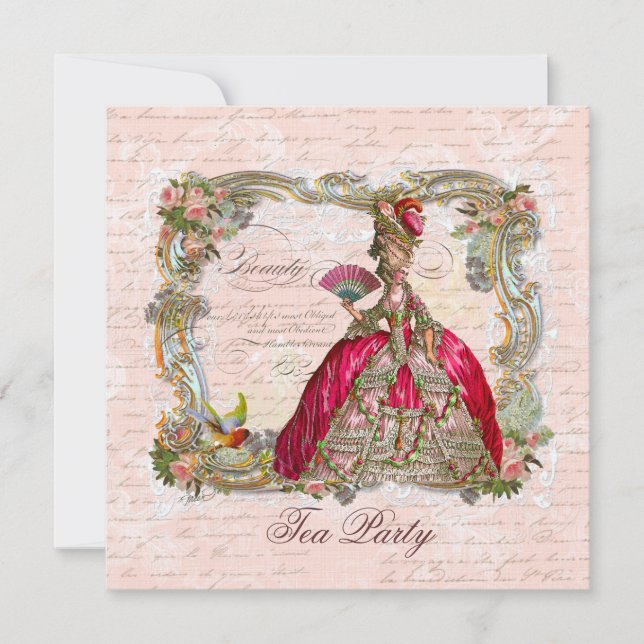 Marie Antoinette & Pink Roses Invitation (Front)
