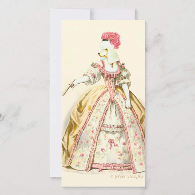 Marie Antoinette Poodle Fashion Plate Stationery (Front)