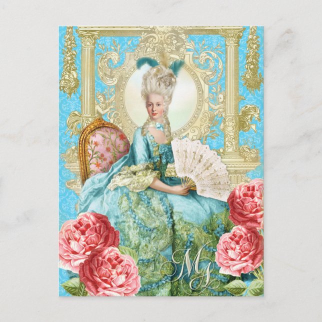 Marie Antoinette Portrait Blue chair Postcard (Front)