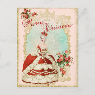 Marie Antoinette  Portrait Postcard Christmas rose
