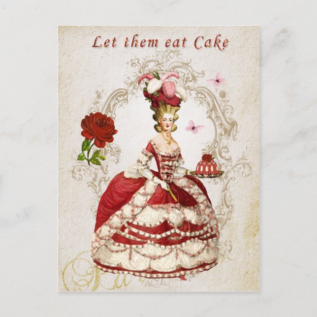 Marie Antoinette,red,roses,Let them eat cake Postcard (Front)