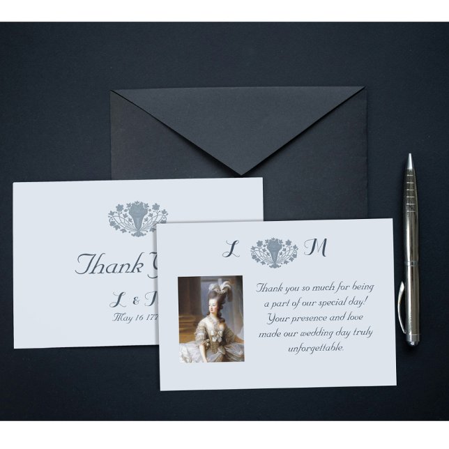 Marie Antoinette Rococo Dusty Blue Photo Thank You (Creator Uploaded)