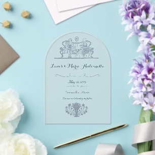 Marie Antoinette Rococo Dusty Blue Wedding Acrylic Invitations