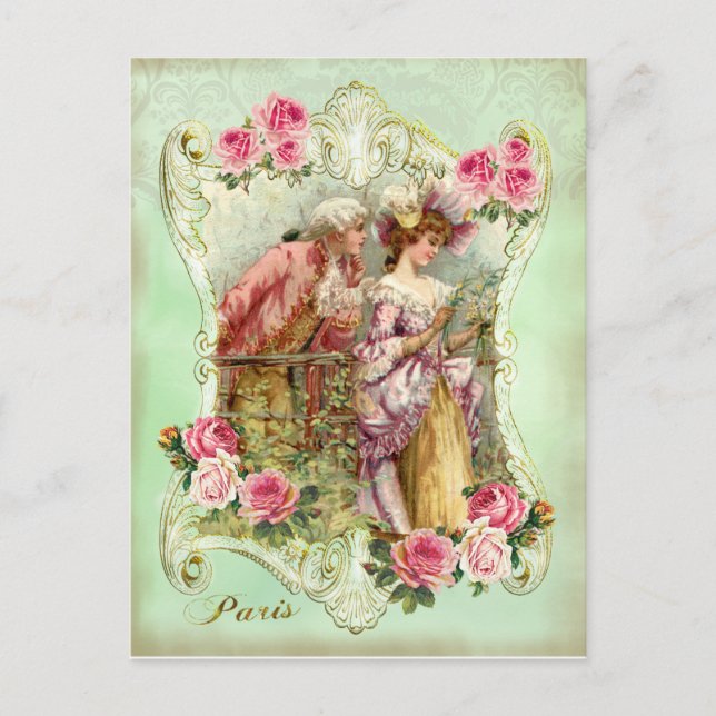 Marie Antoinette Rococo Lovers Rose Lady Postcard (Front)