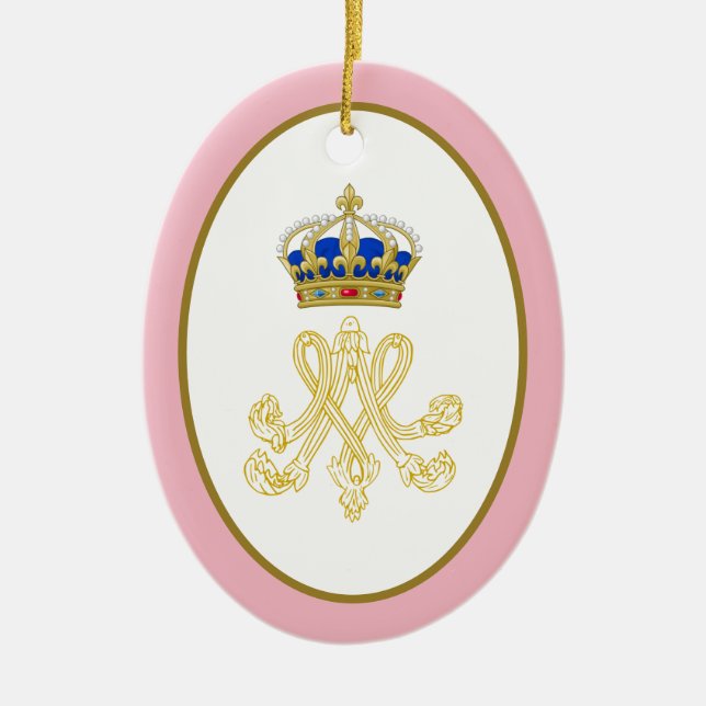 Marie Antoinette Royal Monogram Ceramic Tree Decoration (Front)
