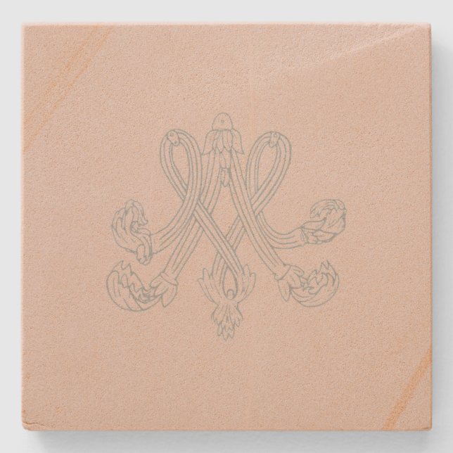 Marie Antoinette – Royal Monogram – Shabby chic Stone Coaster (Front)