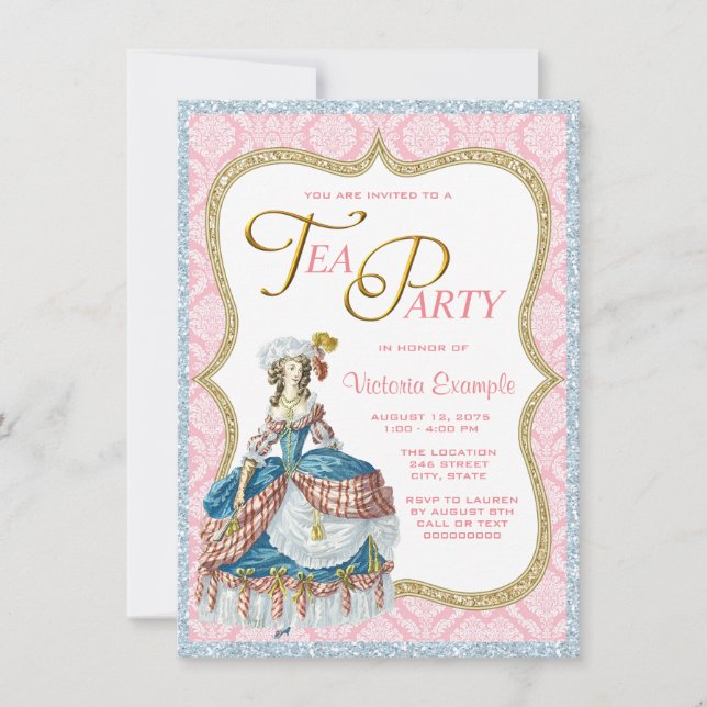 Marie Antoinette Tea Party Invitation (Front)