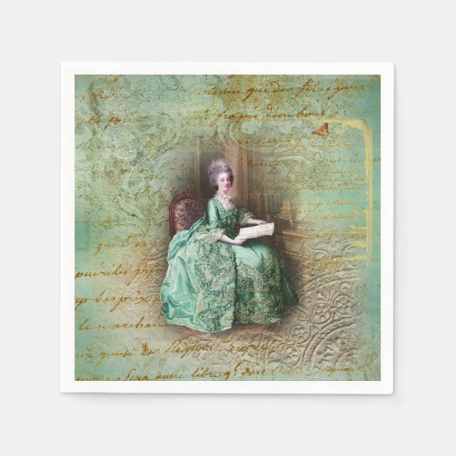 Marie Antoinette Teal Napkin (Front)