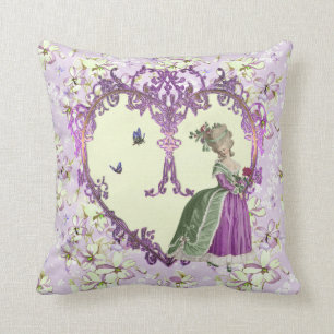 Marie Antoinette Throw Pillow cushion Lilac