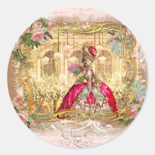 Marie Antoinette Versailles Party Pink Classic Round Sticker