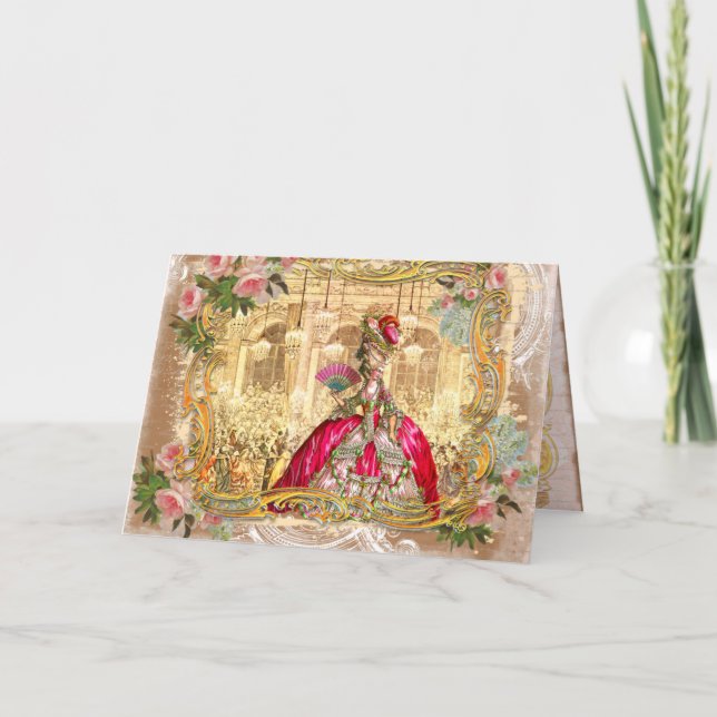 Marie Antoinette Versailles Pink Party Cards (Front)