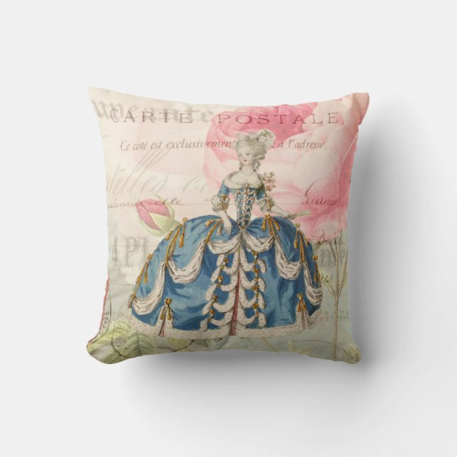 Marie Antoinette Vintage French Throw Pillow (Front)
