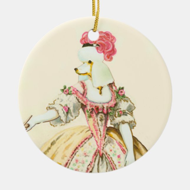 Marie Antoinette White Poodle Christmas Ornament (Front)