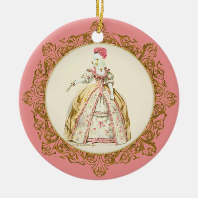 Marie Antoinette White Poodle Ornament (Front)