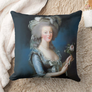 Marie Antoinette with a rose Cushion