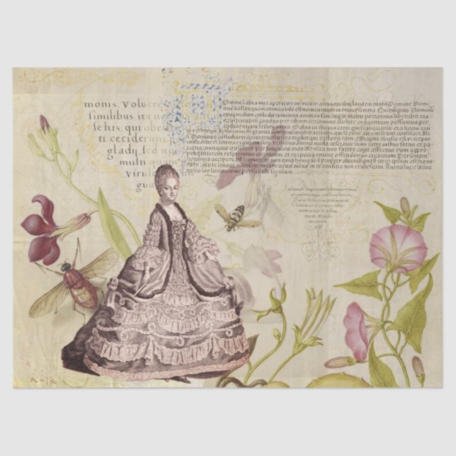 Marie Antoinette with Bees and Flowers Tissue Paper (Front)