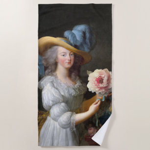 Marie Antoinette with Pink Anemone Flower Beach Towel