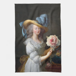 Marie Antoinette with Pink Anemone Flower Tea Towel